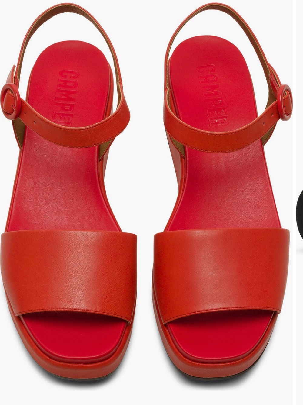 Camper Orange-Red Misia Leather Platform Sandals